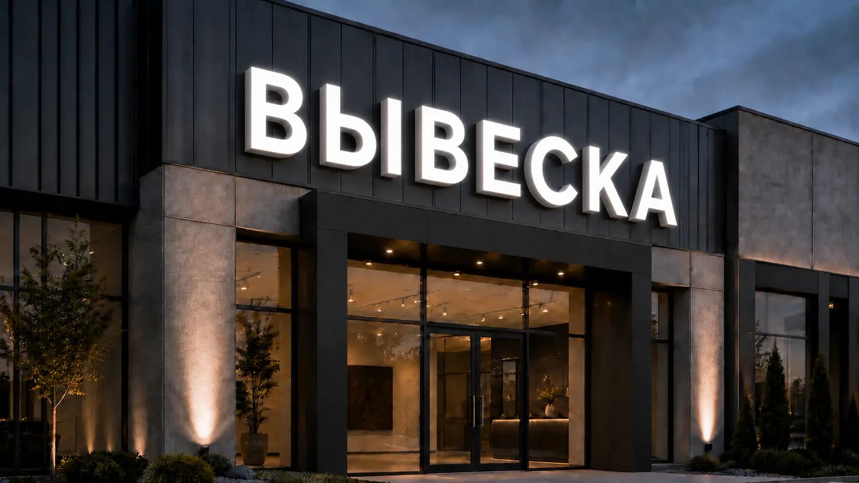 Подсветка рекламной вывески в вечернее время