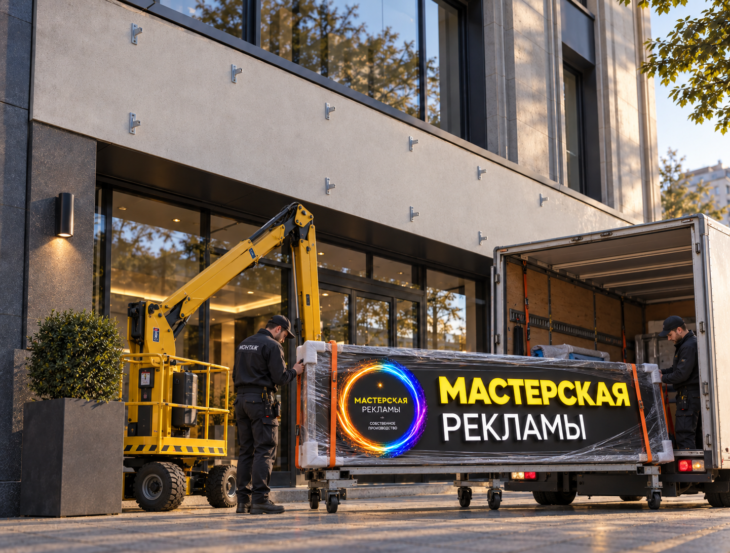 Монтаж рекламной конструкции