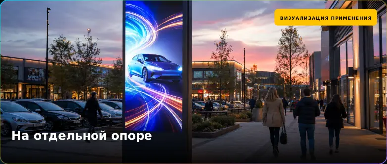 Визуализация вертикального LED-экрана на опоре